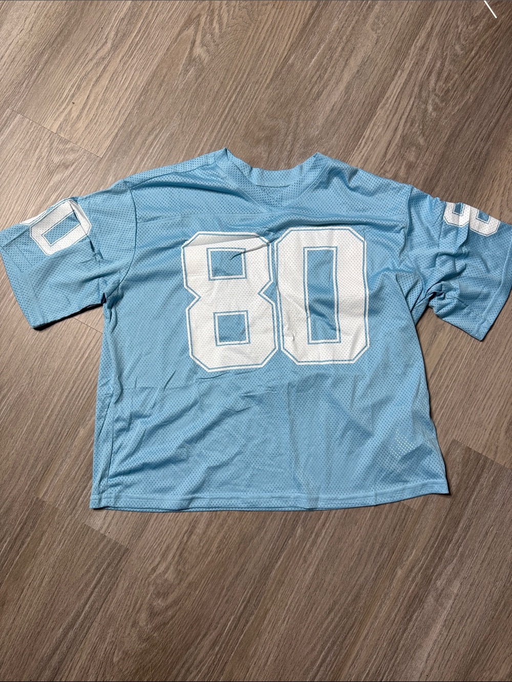Light Blue Women's Jersey Top with White Number 80
